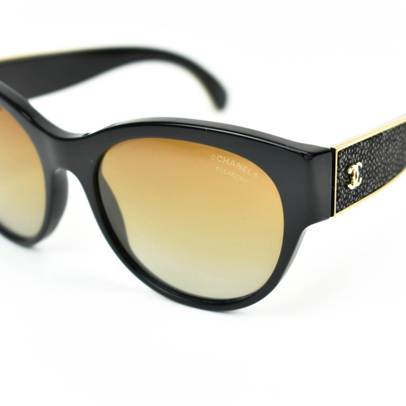 CHANEL Accessories - Chanel Black/Gold & "Cc" Logo Polarized (L) Sungla